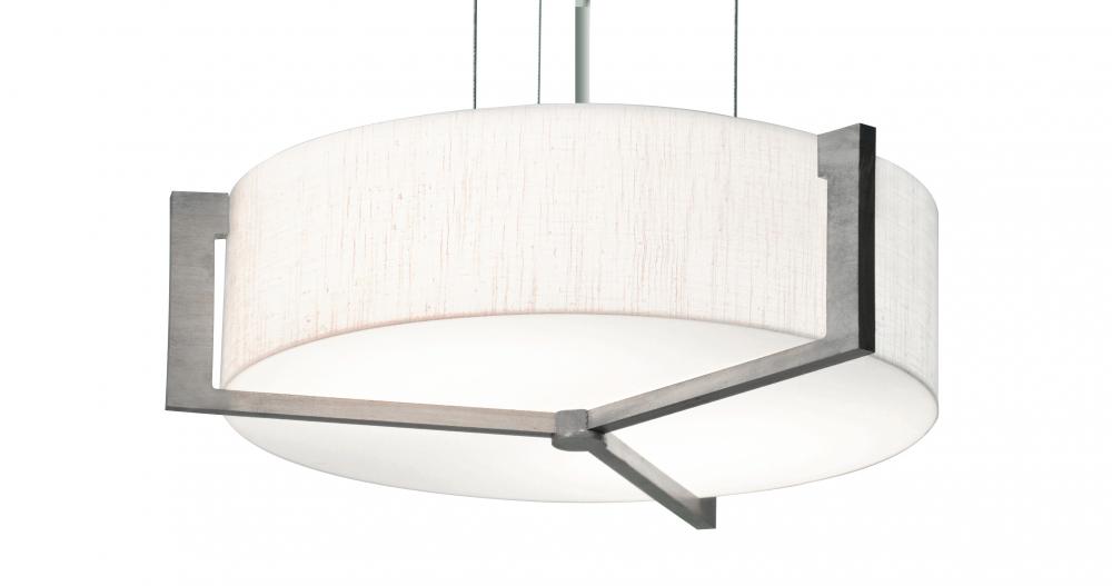 Apex 14'' LED Pendant - Weathered Grey Fin - Linen White Sh