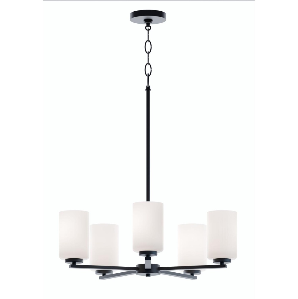 Leo 5 Light Med Base Chandelier,120V,BK