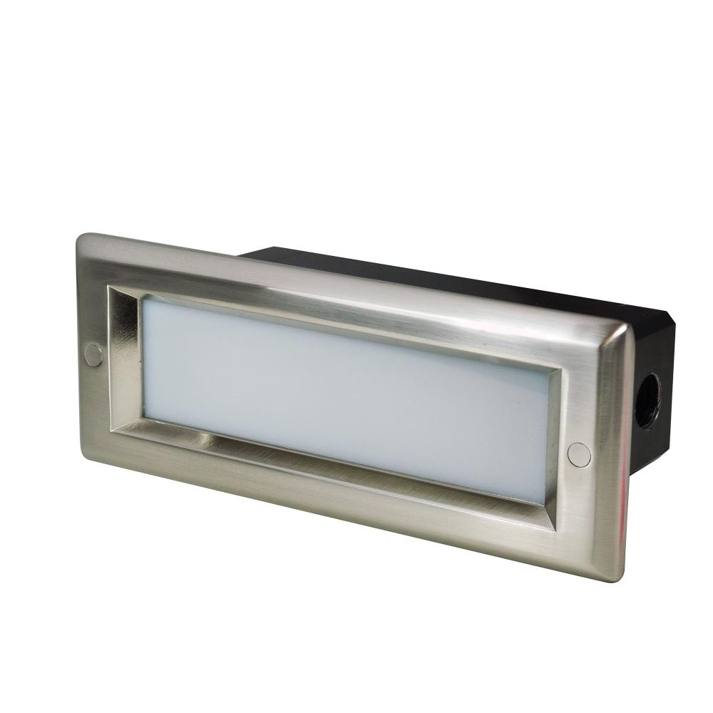 Brick Die-Cast LED Step Light w/ Frosted Lens Face Plate, Selectable CCT, Brushed Nickel Finish