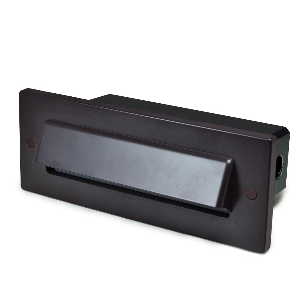 Brick Die-Cast LED Step Light w/ Horizontal Shroud Face Plate, Selectable CCT, Bronze Finish