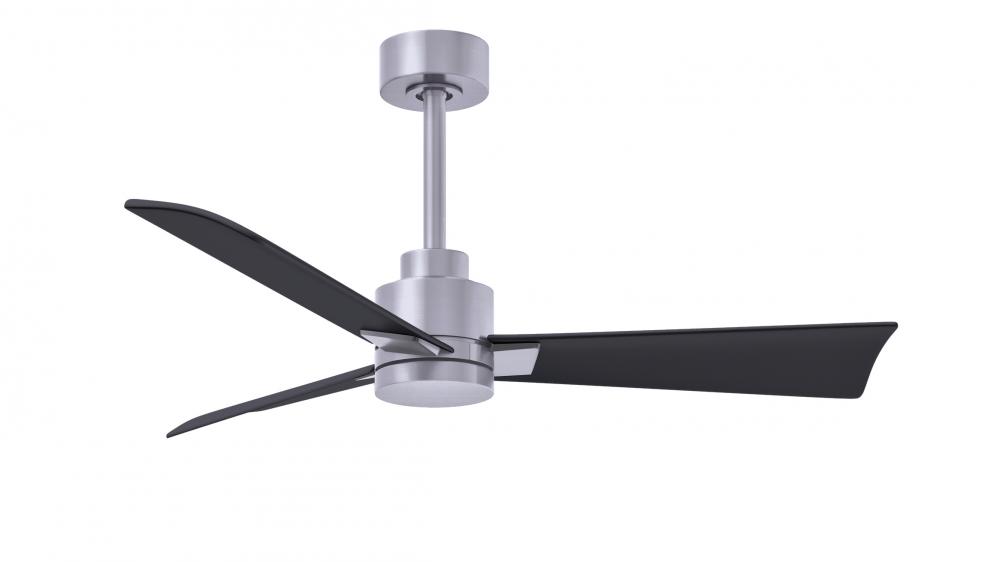 Alessandra - 42" Three Blade Transitional Ceiling Fan - Brushed Nickel Finish - Matte Black Blad