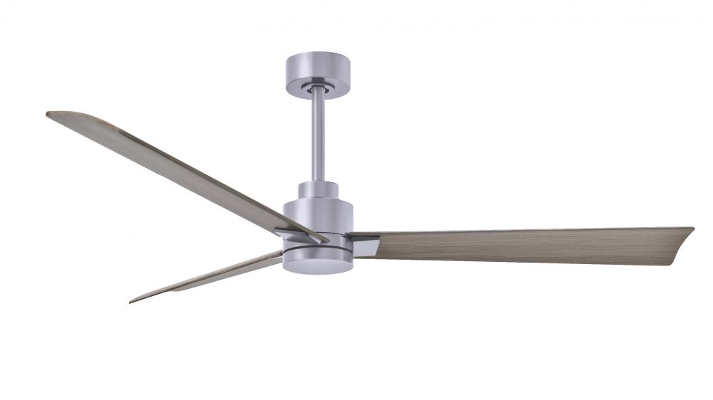 Alessandra-56" Three Blade Transitional Ceiling Fan-Brushed Nickel Finish-Gray Ash Tone Blades