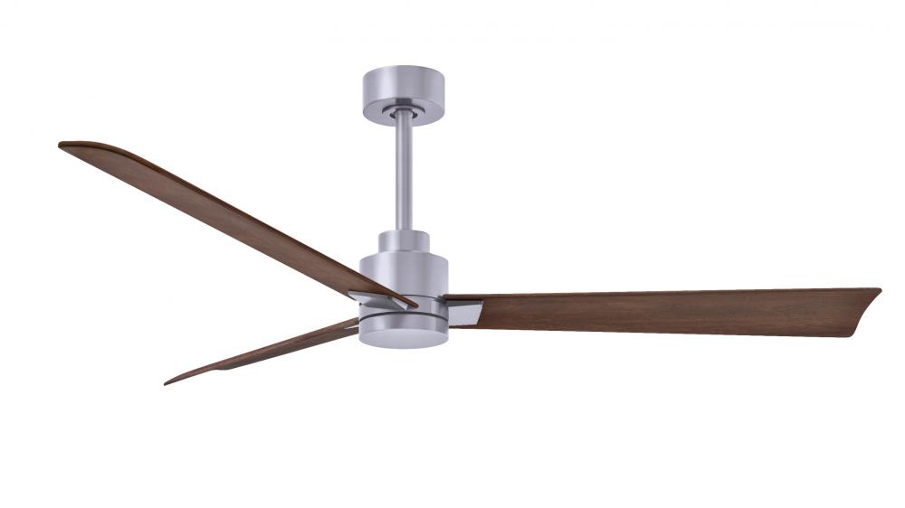 Alessandra - 56" Three Blade Transitional Ceiling Fan - Brushed Nickel Finish - Walnut Tone Blad
