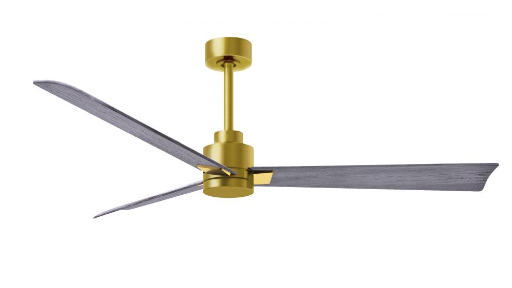 Alessandra-56" Three Blade Transitional Ceiling Fan-Brushed Brass Finish-Barn Wood Tone Blades