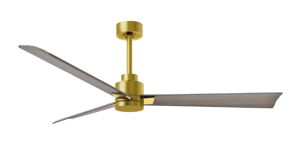Alessandra - 56" Three Blade Transitional Ceiling Fan - Brushed Brass Finish - Gray Ash Tone Bla