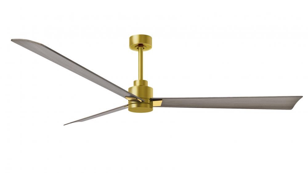 Alessandra - 72" Three Blade Transitional Ceiling Fan - Brushed Brass Finish - Gray Ash Tone Bla