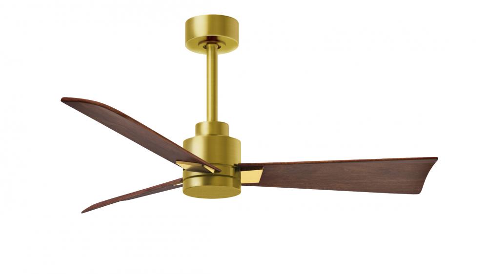 Alessandra - 42" Three Blade Transitional Ceiling Fan - Brushed Brass Finish - Walnut Tone Blade