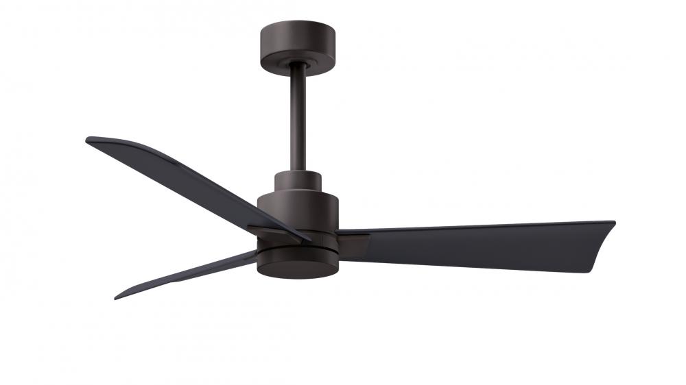 Alessandra - 42" Three Blade Transitional Ceiling Fan - Textured Bronze Finish - Matte Black Bla