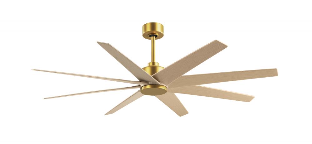 Ariella - Eight Blade Ceiling Fan - Brushed Brass Finish - Light Maple Tone Blades