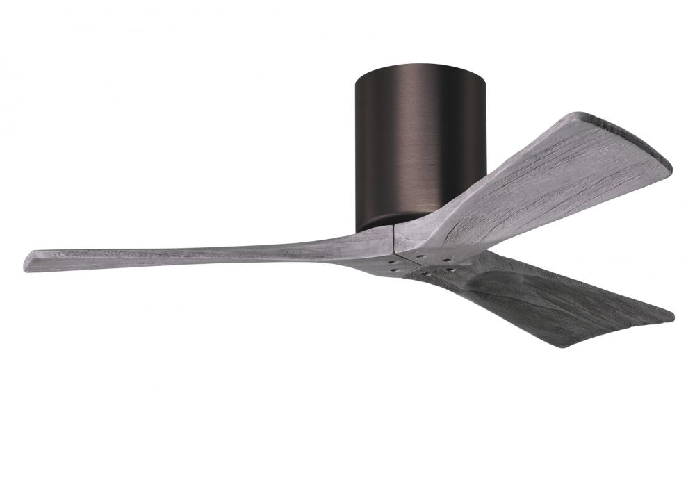 Irene-3H - Three Blade Flush Mount Paddle Fan - 42" - Brushed Bronze Finish - Barn Wood Tone Bla