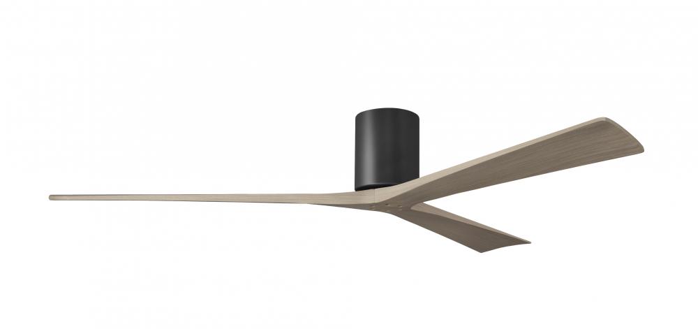 Irene-3H - Three Blade Flush Mount Paddle Fan - 72" - Matte Black Finish - Gray Ash Tone Blades