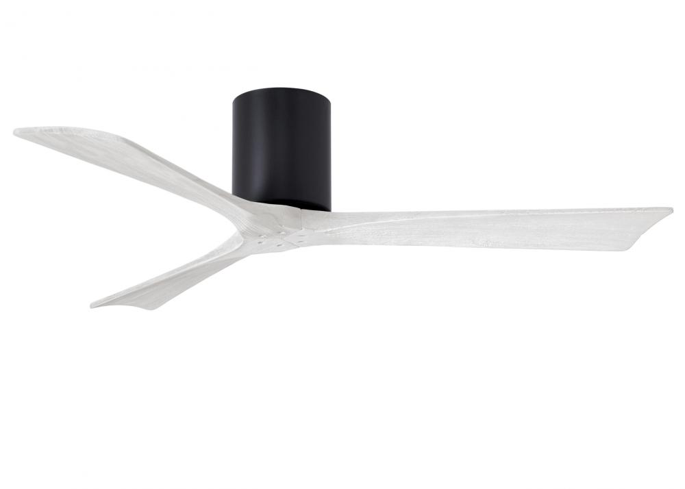 Irene-3H - Three Blade Flush Mount Paddle Fan - 52" - Matte Black Finish - Matte White Blades