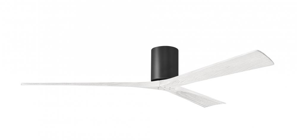 Irene-3H - Three Blade Flush Mount Paddle Fan - 72" - Matte Black Finish - Matte White Blades