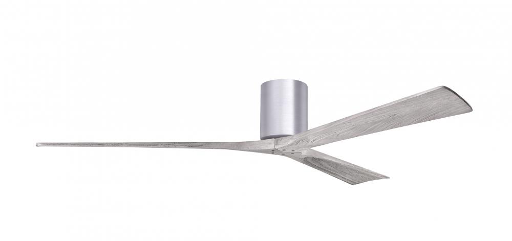 Irene-3H - Three Blade Flush Mount Paddle Fan - 72" - Brushed Nickel Finish - Barn Wood Tone Bla