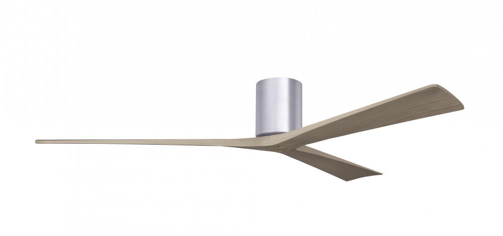 Irene-3H - Three Blade Flush Mount Paddle Fan - 72" - Brushed Nickel Finish - Gray Ash Tone Blad