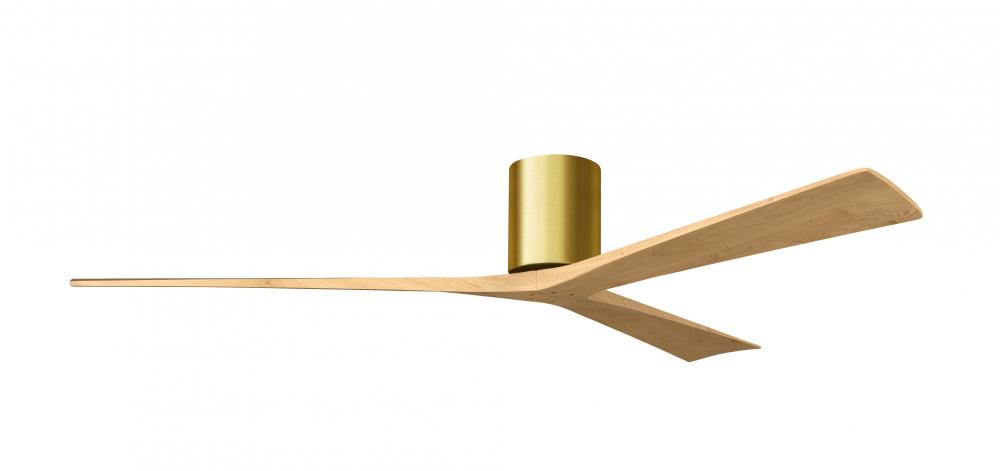 Irene-3H-Three Blade Flush Mount Paddle Fan-72"-Brushed Brass Finish-Light Maple Tone Blades