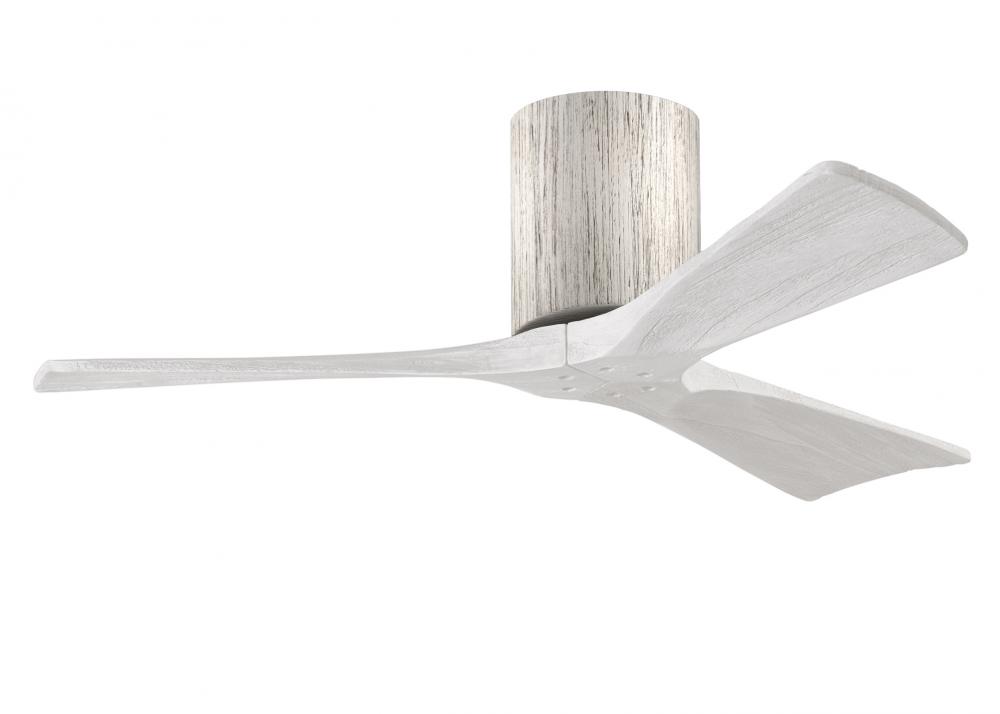 Irene-3H - Three Blade Flush Mount Paddle Fan - 42" - Barn Wood Finish - Matte White Blades