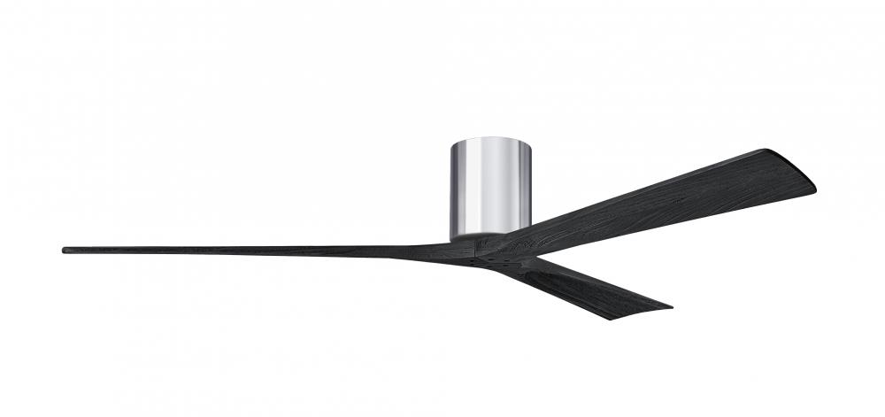 Irene-3H - Three Blade Flush Mount Paddle Fan - 72" - Polished Chrome Finish - Matte Black Blade