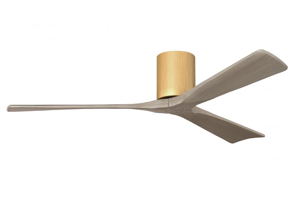 Irene-3H-Three Blade Flush Mount Paddle Fan-60"-Light Maple Tone Finish-Gray Ash Tone Blades