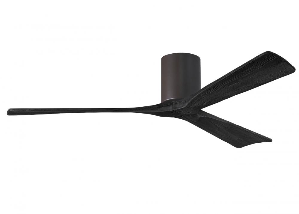 Irene-3H - Three Blade Flush Mount Paddle Fan - 60" - Textured Bronze Finish - Matte Black Blade