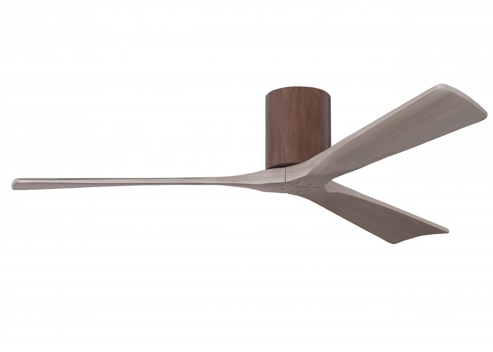 Irene-3H - Three Blade Flush Mount Paddle Fan - 60" - Walnut Finish - Gray Ash Tone Blades