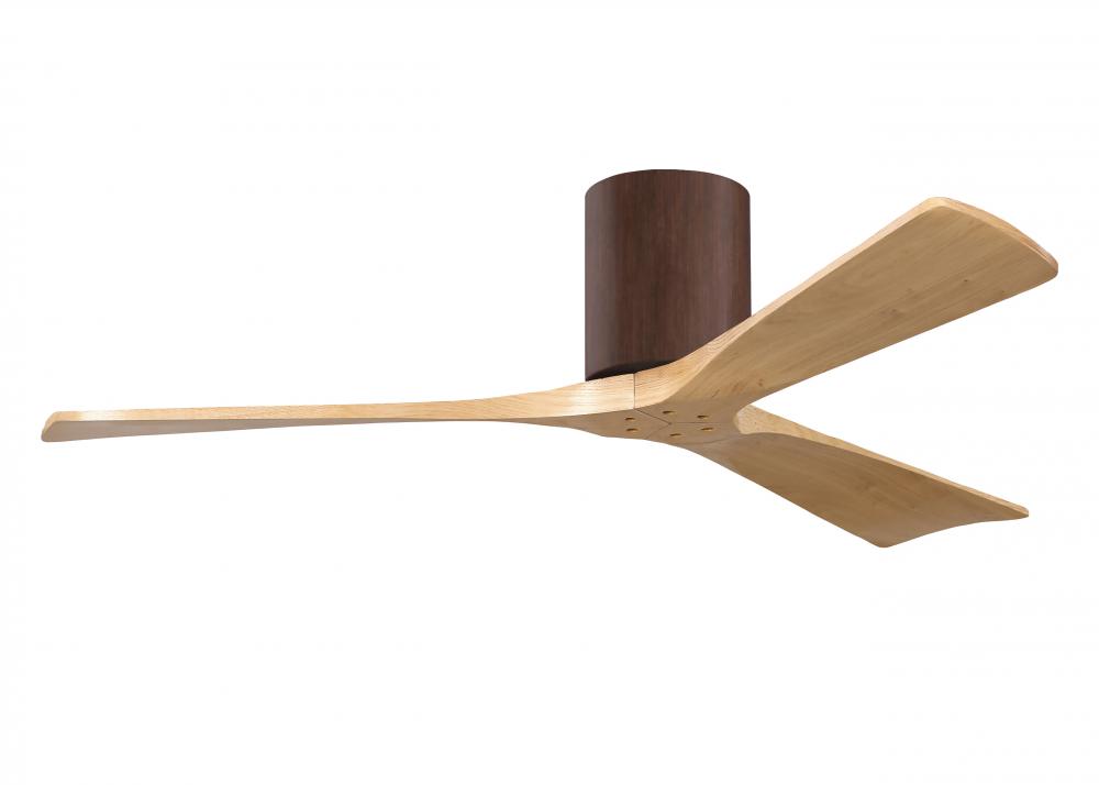 Irene-3H - Three Blade Flush Mount Paddle Fan - 52" - Walnut Finish - Light Maple Tone Blades