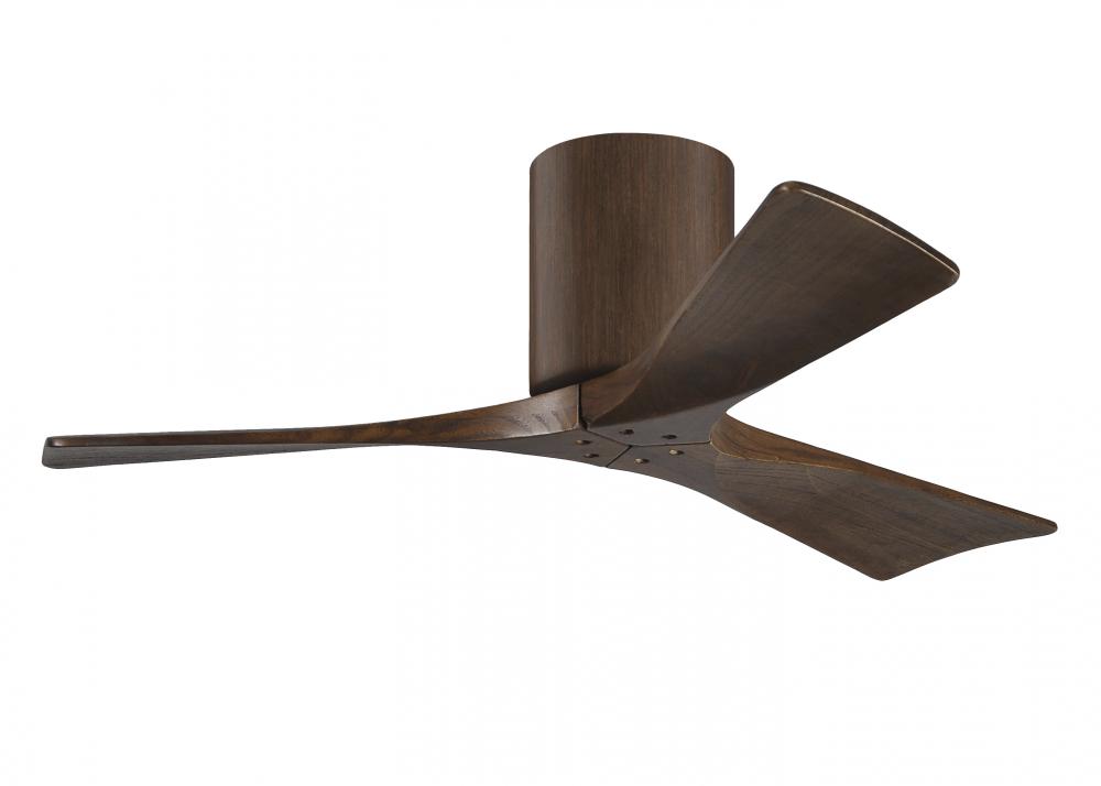 Irene-3H - Three Blade Flush Mount Paddle Fan - 42" - Walnut Finish - Walnut Tone Blades