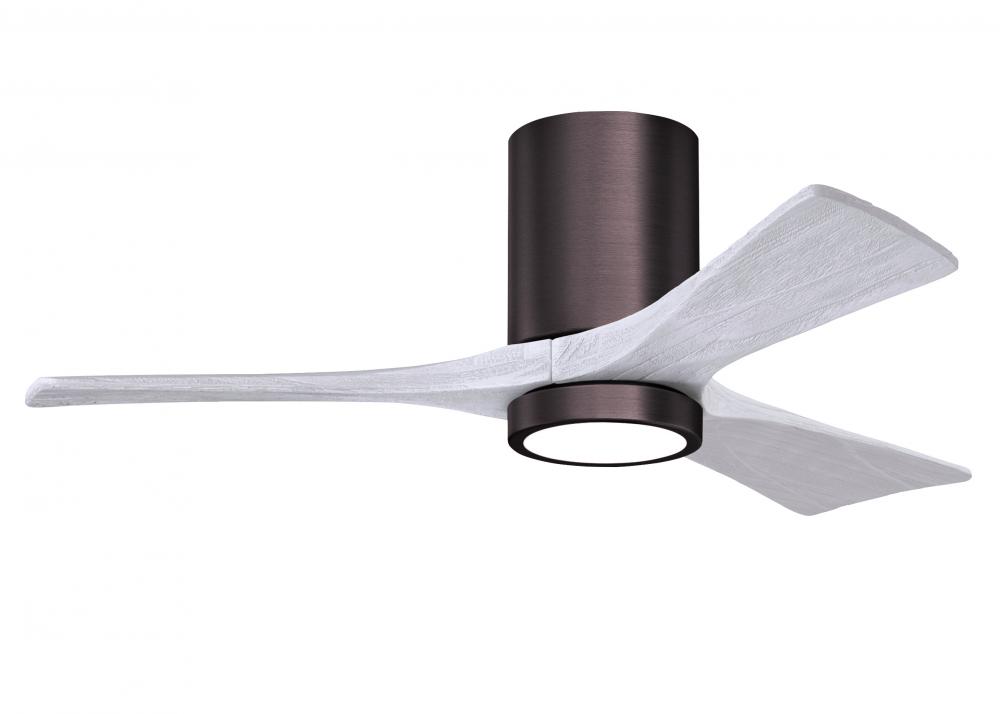 Irene-3HLK-42" Three Blade Flush Mount Paddle Fan-5CCT Integrated LED-Brushed Bronze Finish