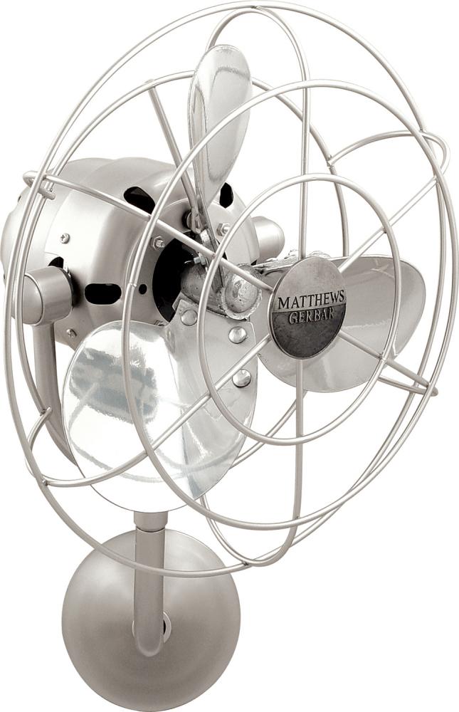 Michelle Parede vintage style wall fan in brushed nickel finish.