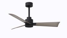 Matthews Fan Company AK-BK-GA-42 - Alessandra - 42" Three Blade Transitional Ceiling Fan - Matte Black Finish - Gray Ash Tone Blade