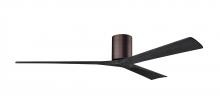 Matthews Fan Company IR3H-BB-BK-72 - Irene-3H - Three Blade Flush Mount Paddle Fan - 72" - Brushed Bronze Finish - Matte Black Blades