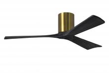 Matthews Fan Company IR3H-BRBR-BK-52 - Irene-3H - Three Blade Flush Mount Paddle Fan - 52" - Brushed Brass Finish - Matte Black Blades