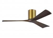 Matthews Fan Company IR3H-BRBR-WA-52 - Irene-3H - Three Blade Flush Mount Paddle Fan - 52" - Brushed Brass Finish - Walnut Tone Blades
