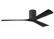 Matthews Fan Company IR3H-TB-BK-60 - Irene-3H - Three Blade Flush Mount Paddle Fan - 60" - Textured Bronze Finish - Matte Black Blade