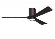 Matthews Fan Company IR3HLK-BB-BK-60 - Irene-3HLK-60" Three Blade Flush Mount Paddle Fan-5CCT Integrated LED-Brushed Bronze Finish