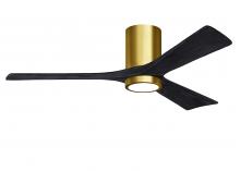 Matthews Fan Company IR3HLK-BRBR-BK-52 - Irene-3HLK-52" Three Blade Flush Mount Paddle Fan-5CCT Integrated LED-Brushed Brass Finish