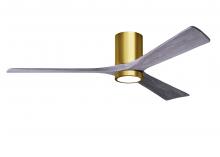 Matthews Fan Company IR3HLK-BRBR-BW-60 - Irene-3HLK-60" Three Blade Flush Mount Paddle Fan-5CCT Integrated LED-Brushed Brass Finish