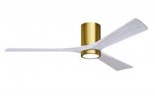 Matthews Fan Company IR3HLK-BRBR-MWH-60 - Irene-3HLK-60" Three Blade Flush Mount Paddle Fan-5CCT Integrated LED-Brushed Brass Finish