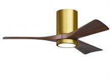 Matthews Fan Company IR3HLK-BRBR-WA-42 - Irene-3HLK-42" Three Blade Flush Mount Paddle Fan-5CCT Integrated LED-Brushed Brass Finish