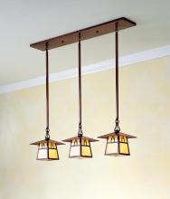 Arroyo Craftsman CICH-8/3EF-RC - 8" carmel 3 light in-line chandelier without overlay (empty)