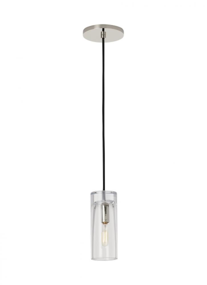 Sean Lavin Horizon 1-LT dimmable small accent pendant with polished nickel finish and glass shade