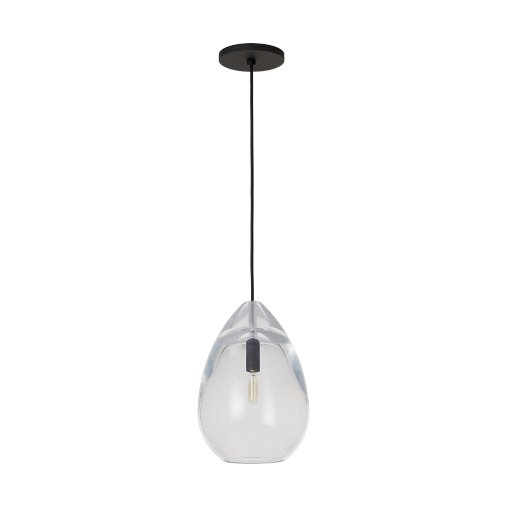 Sean Lavin Alina 1-LT dimmable medium accent pendant with nightshade black finish and glass shade