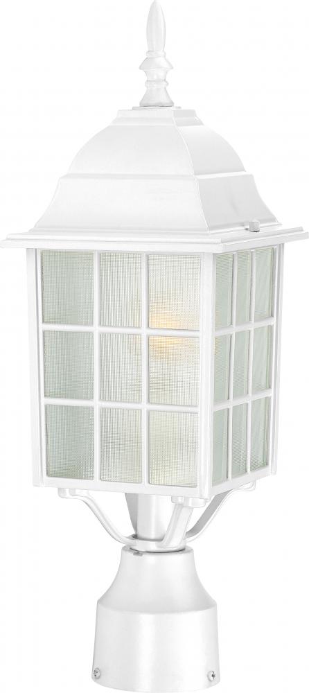 Adams; 1 Light; 17 in.; Outdoor Post with Frosted Glass; White Finish