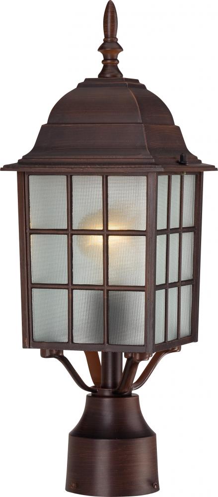 Adams; 1 Light; 17 in.; Outdoor Post with Frosted Glass; Rustic Bronze Finish