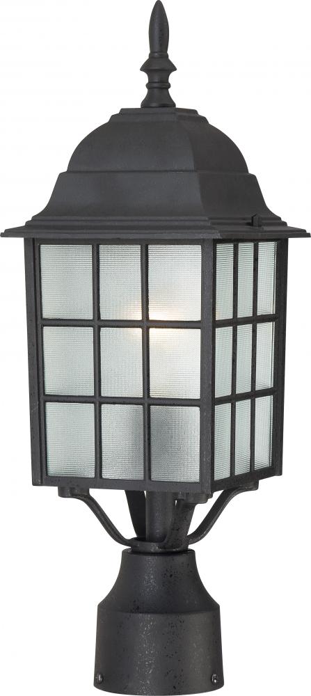 Adams; 1 Light; 17 in.; Outdoor Post with Frosted Glass; Textured Black Finish
