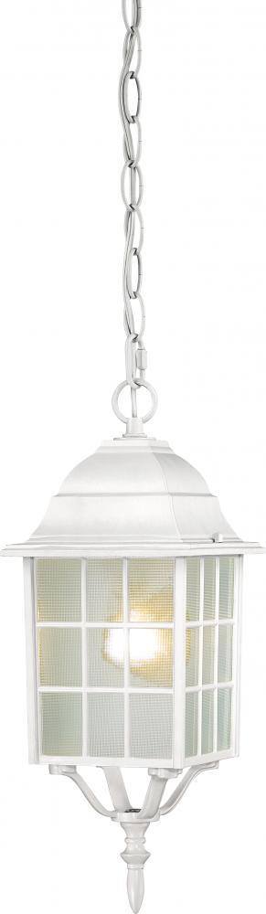 Adams; 1 Light; 16 in.; Outdoor Hanging with Frosted Glass; White Finish