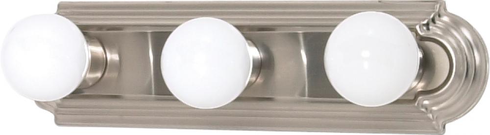 3 Light; 18 in.; Vanity; Racetrack Style; Color retail packaging; Brushed Nickel Finish