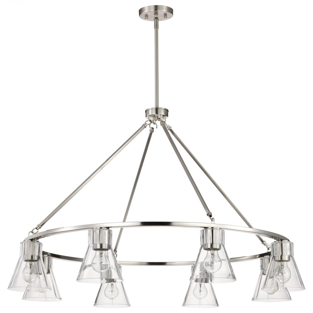 Gianna; 8 Light Chandelier; Brushed Nickel Finish; Clear Glass