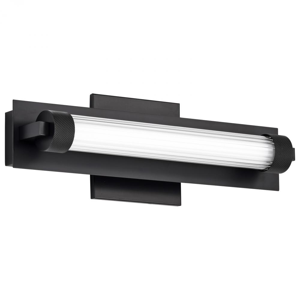 Larissa; 14 Inch LED Vanity; 3000K CCT; Black Finish; Opaque Glass